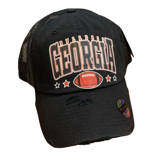 Vintage Black/Black Mesh Georgia Football Base Ball Cap