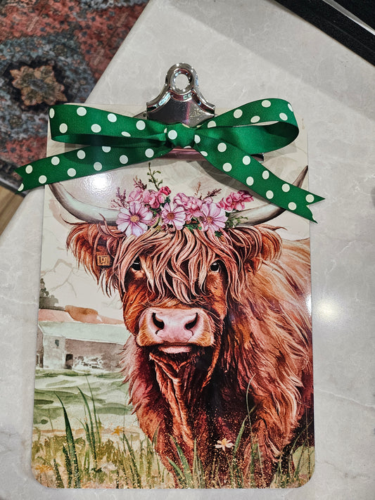 Watercolor Highlander Clip Board