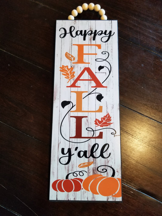 Happy Fall Y'all Hanging Wall Sign
