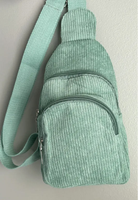 Sage Green Corduory  Sling  Bag
