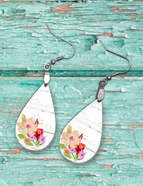 Floral White Wash Earrings
