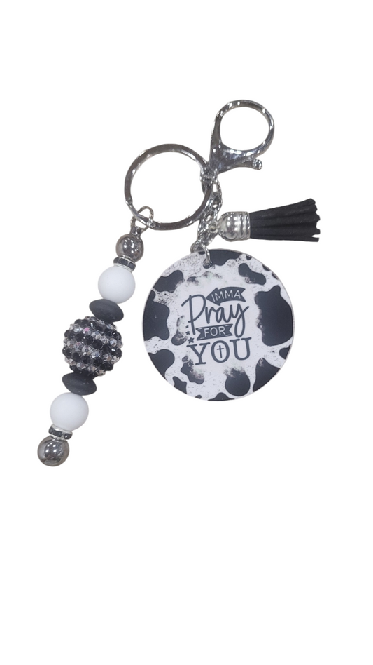 Beaded Imma Pray For You with Tassel Keychain