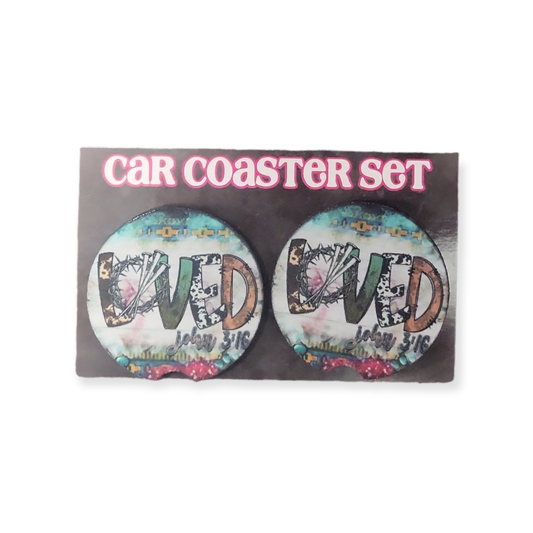 Loved John 3:16 Car Coasters