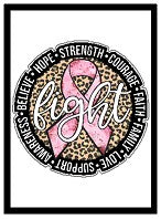 BCA Pink Ribbon Leopard Round  Vinyl Decal