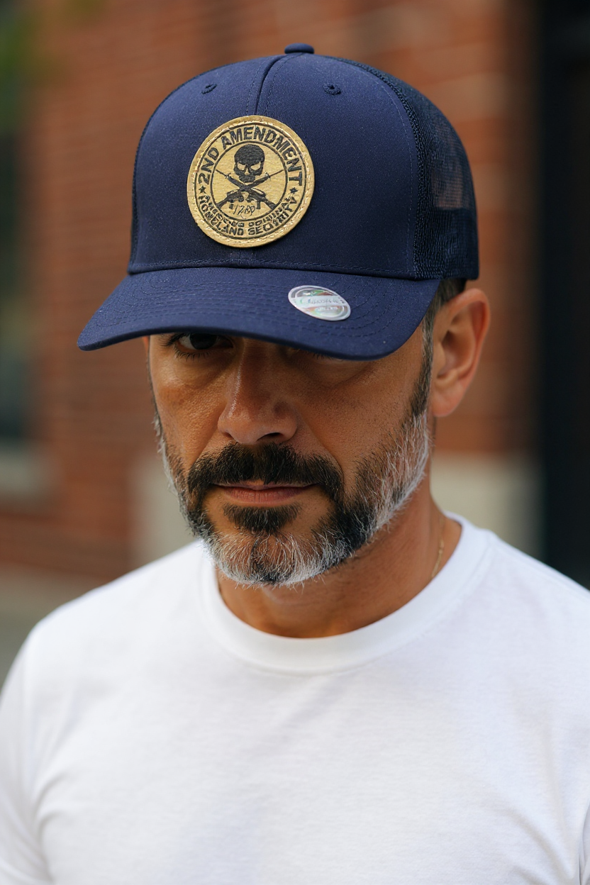 2nd Amendment Leather Patch 6 Panel Mesh Cap