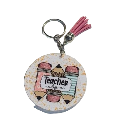 Daisy, Leopard, Stripe Pencils Teacher Life KC with Tassel