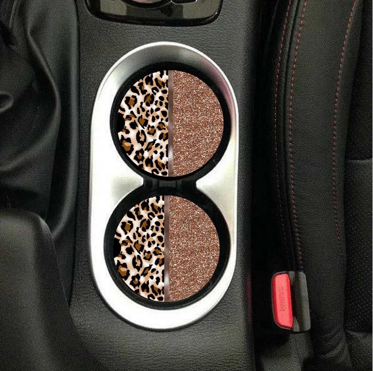 Leopard Glitter Car Coasters