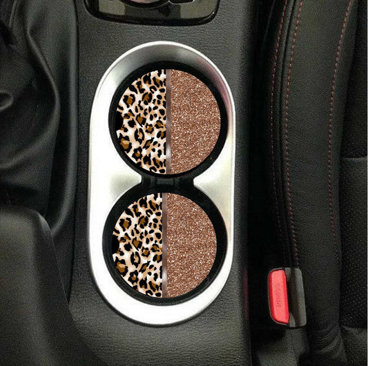 Leopard Glitter Car Coasters