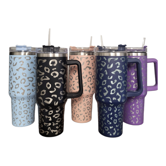 40oz. Leopard Print Tumbler with Handle