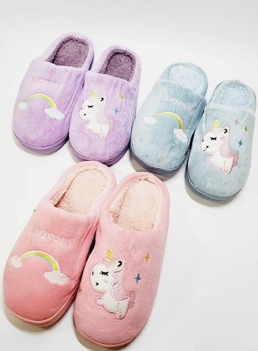 Kids Unicorn and Rainbow Indoor Slide Slippers