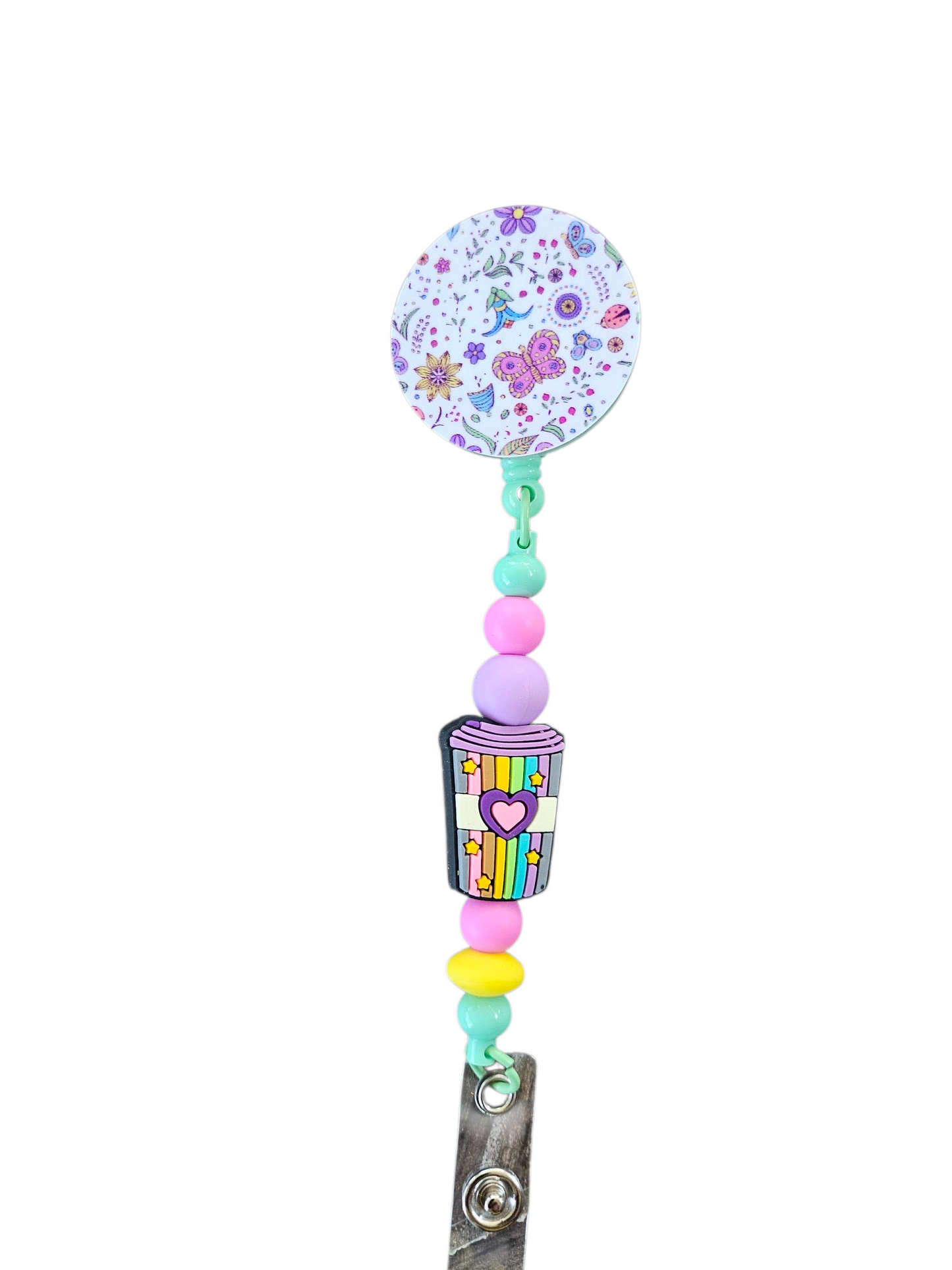 Beaded Badge Reel with Quote