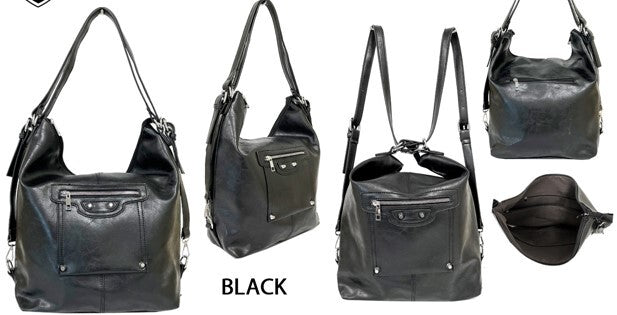 Black Convertible Hobo Back Pack