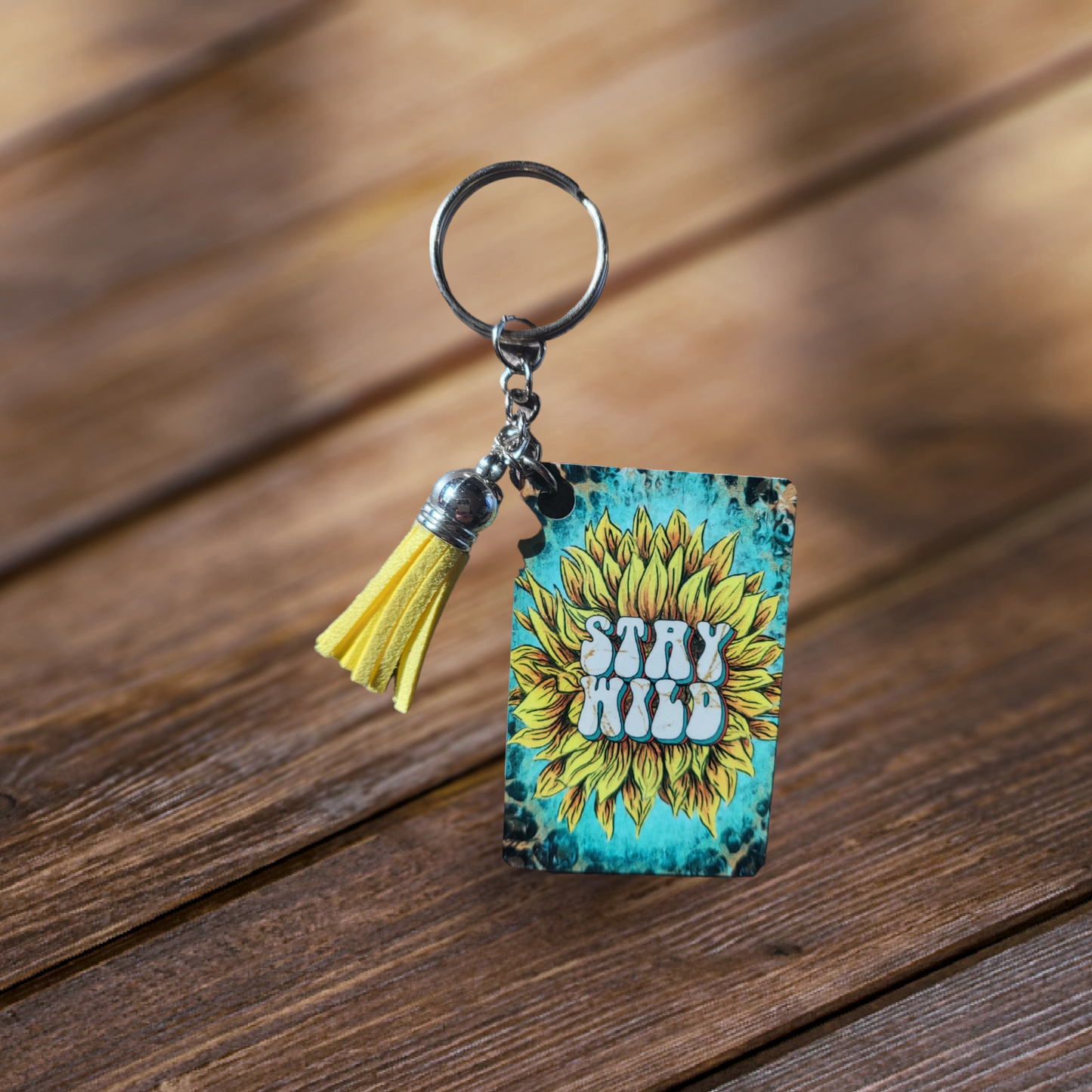 Stay Wild Sunflower Keychain w/Tassel