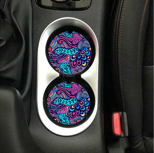 Bright Paisley Car Coasters