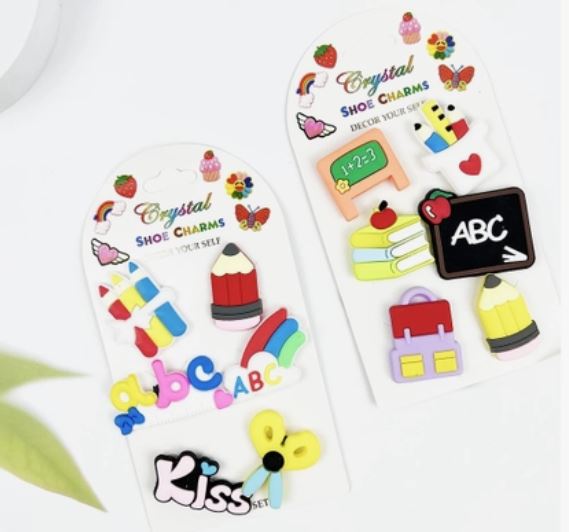 6 Pack Silicone Shoe Charm-Chalkboard or Ruler