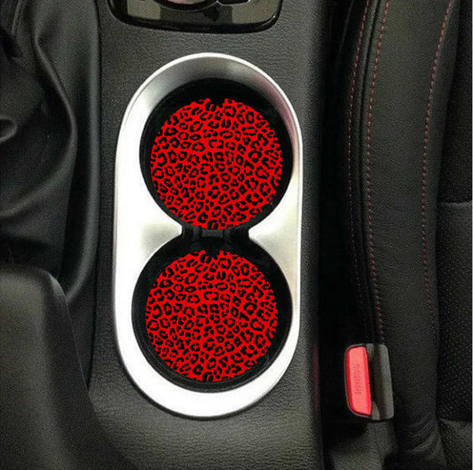Red Cheetah Car Coasters