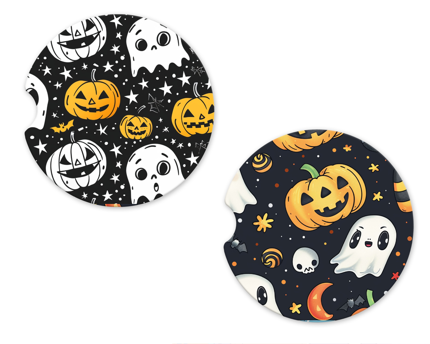Kawaii Ghost Black Halloween Car Coasters