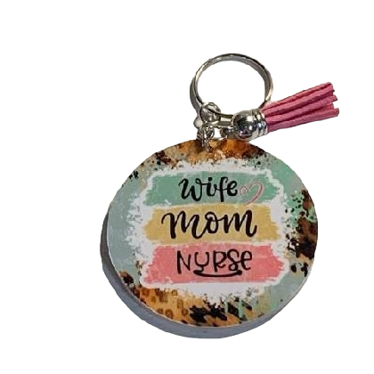 WIFE MOM NURSE Key Chain with Tassel