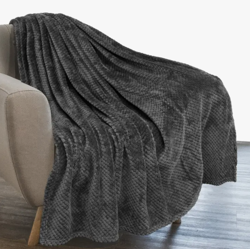 Charcoal Waffle Textured Fleece Blanket 50" x 60"