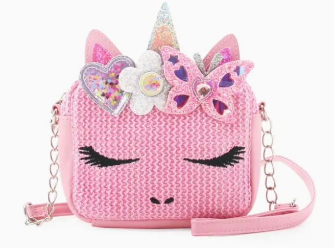 Miss Gwen Unicorn Straw Crossbody Bag