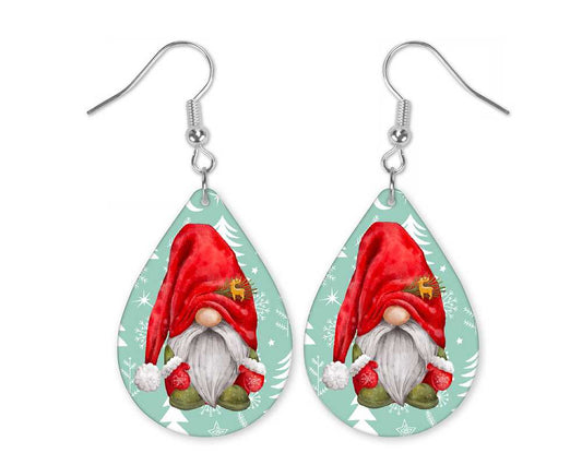 Frosty Blue Gnome  Christmas Earrings