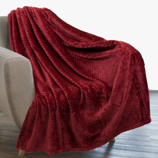Wine Waffle Textured Fleece Blanket 50" x 60"