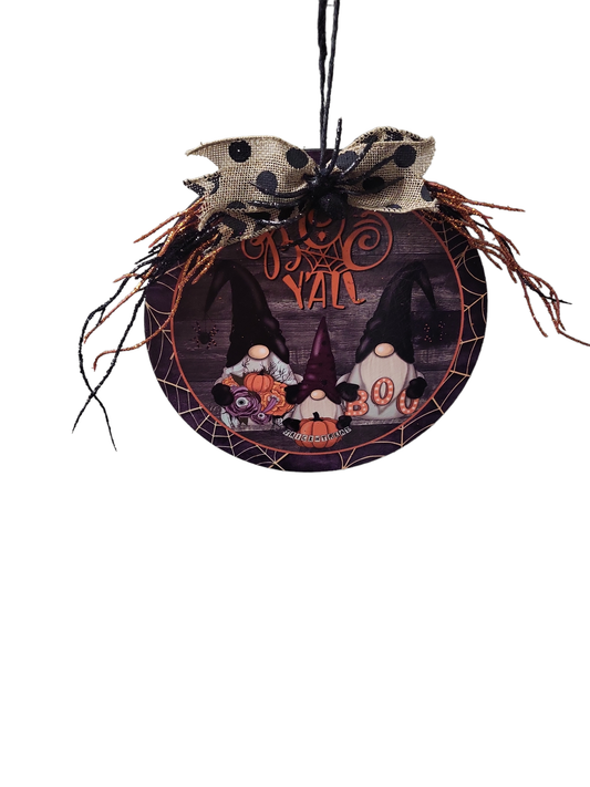 Boo Y'all Gnomes Round Sign