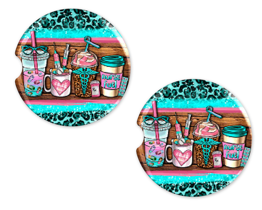 Nurse Fuel 4 Cup Of Drinks Car Coasters
