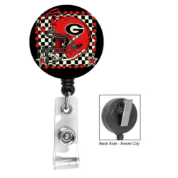 Sports Helmet Checker Pattern Badge Reel