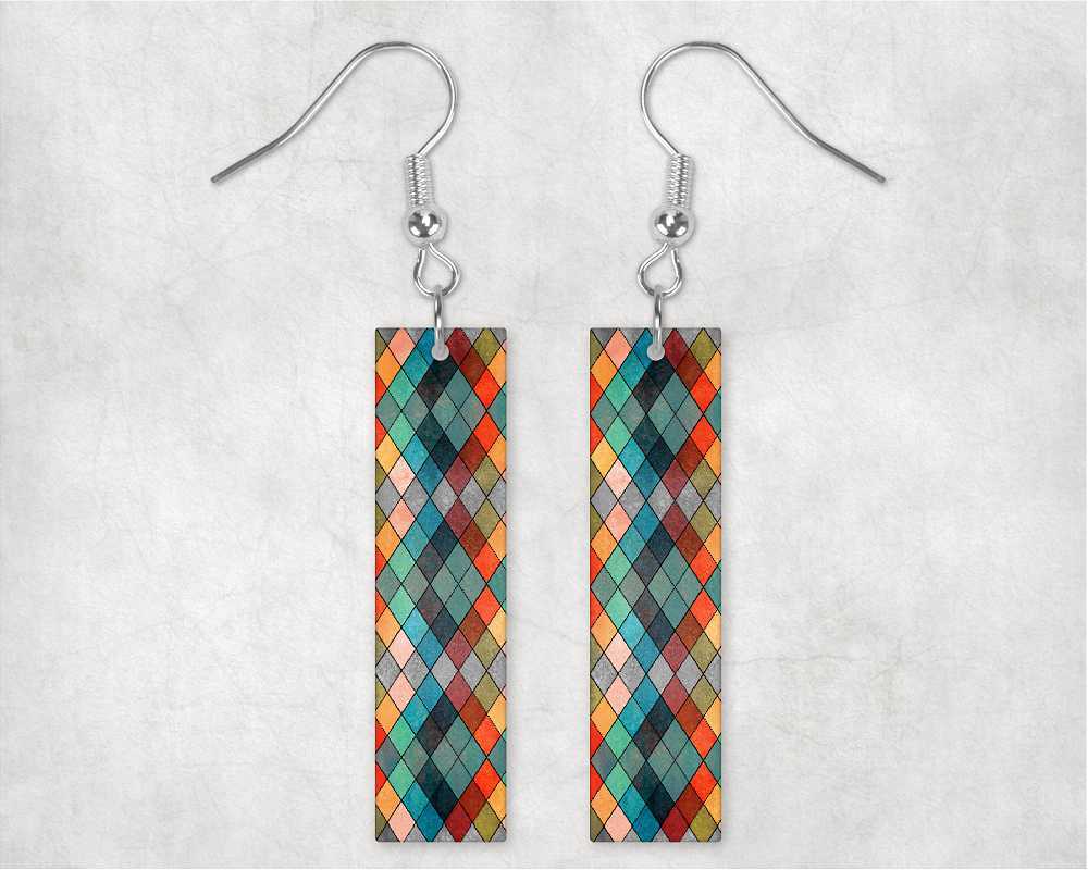 Warm Argyle Bar Earrings