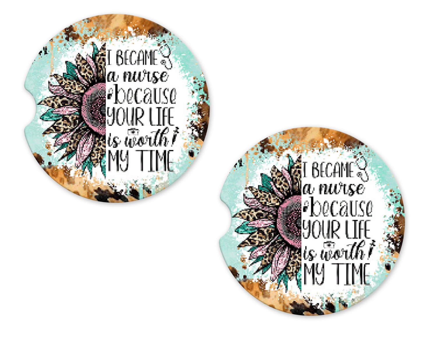 Western Sunflower Worth My Time Car Coasters