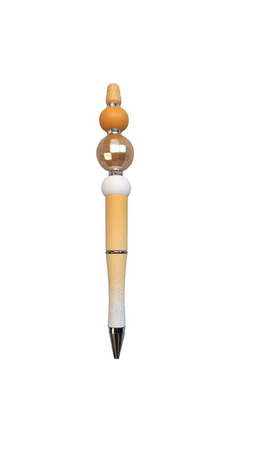 Peach and Clear Crystal Beaded Peach Ombre Pen
