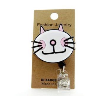 Silicone White Cat Badge Reel