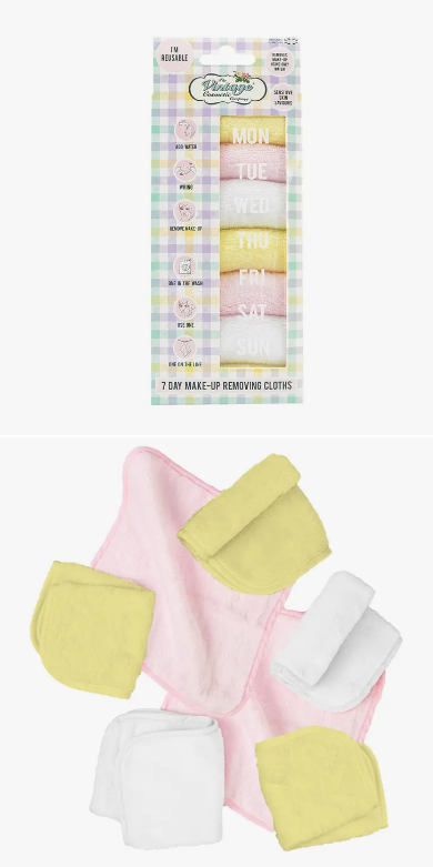 7 Day Reusable Make-Up Removing Cloths White, Pink, Yellow