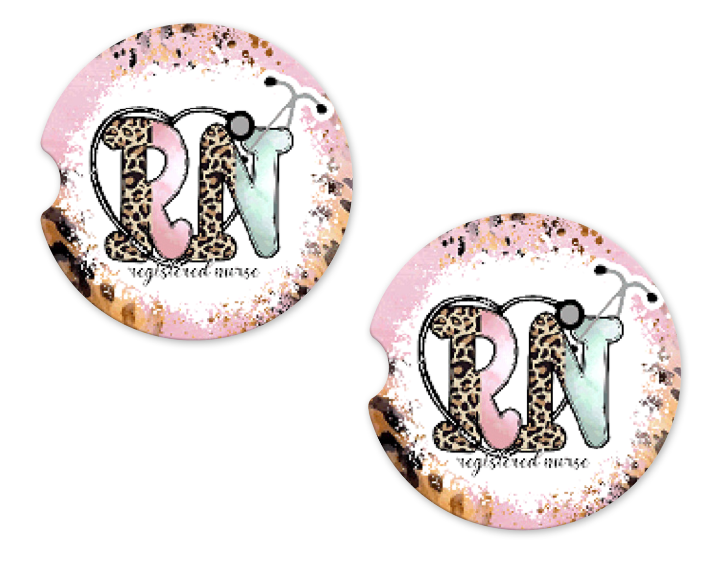 Light Pink, Mint Green, and Leopard  RN Car Coasters