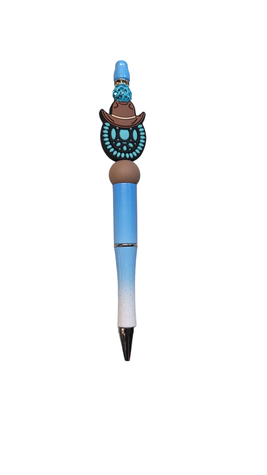 Turquoise Horse Shoe and Beaded Blue Ombre Pen