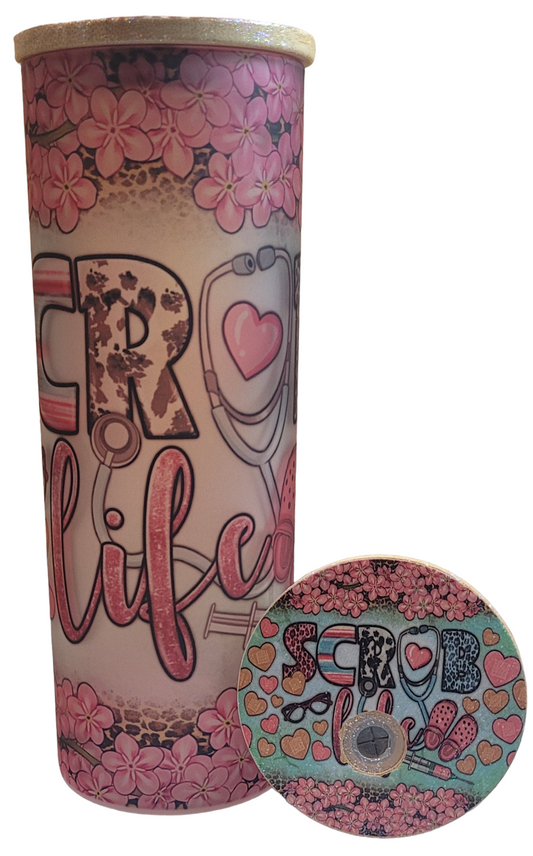 Scrub Life Hearts 25 oz Libby Glass Tumbler