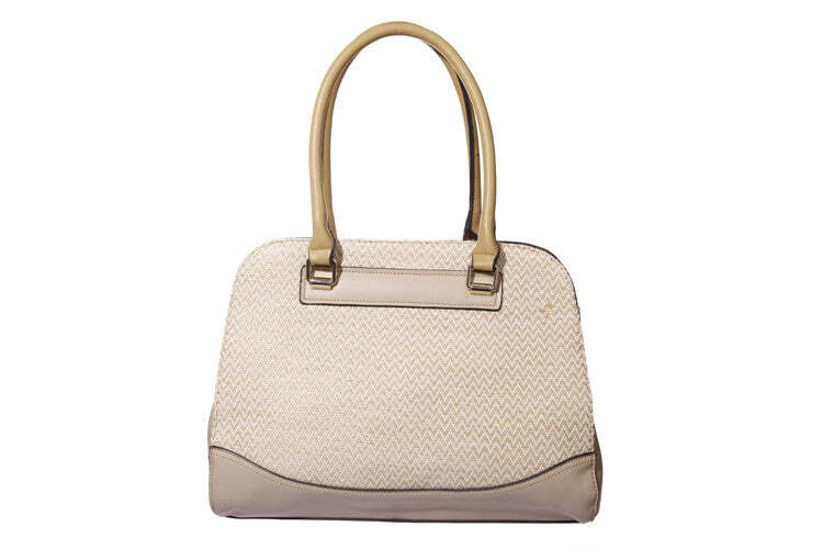 Tan& Beige  Herringbone with Beige Trim Handbag