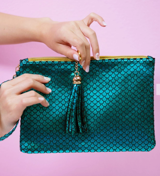 Turquoise Mermaid Small Wristlet