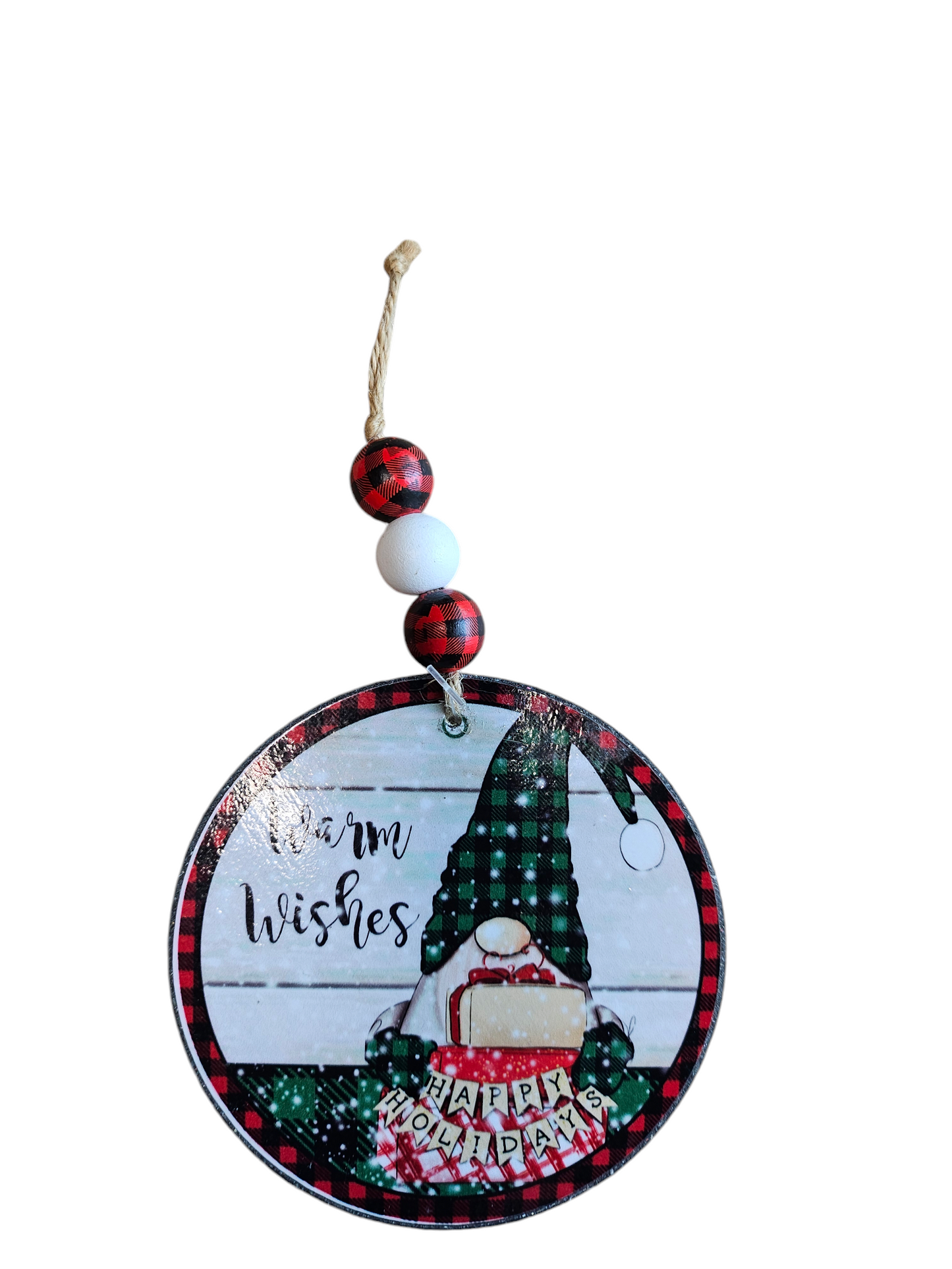 Round Beaded Warm Wishes Gnome Ornament