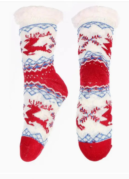 Reindeer Anti-Skid Winter Fur Lining Slipper Socks - Assorted Colors