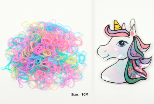 Unicorn Coin Bag Filled With Mini Rubber Bands