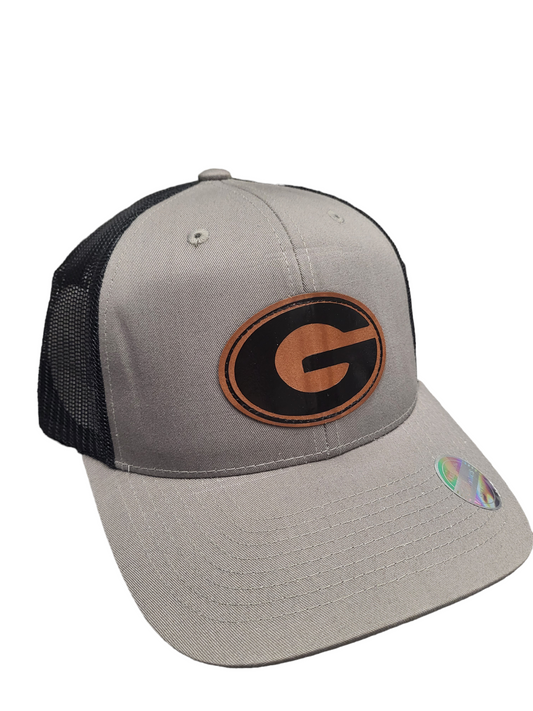 Leather Sports Patch 6 Panel Mesh Back Ball Cap