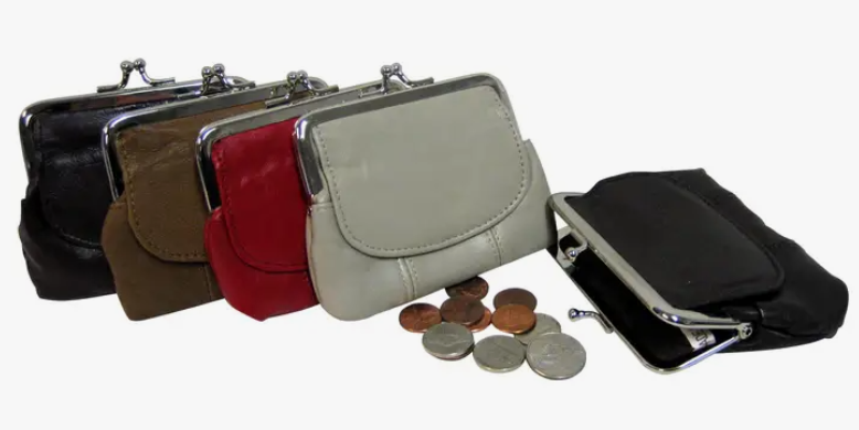 Lambskin Leather Kisslock Coin Purse