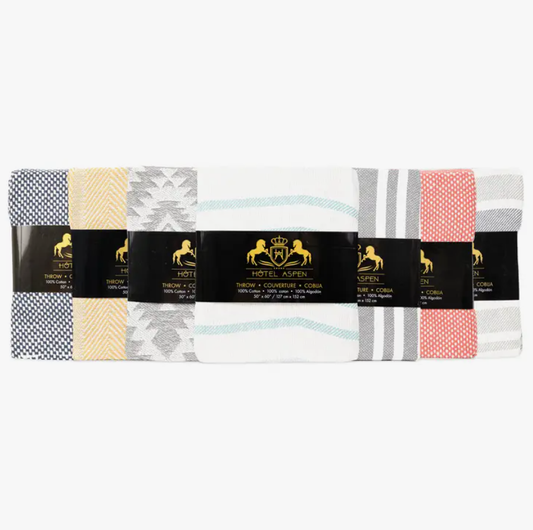 Hotel Throw Blankets , Assorted Striped Colors