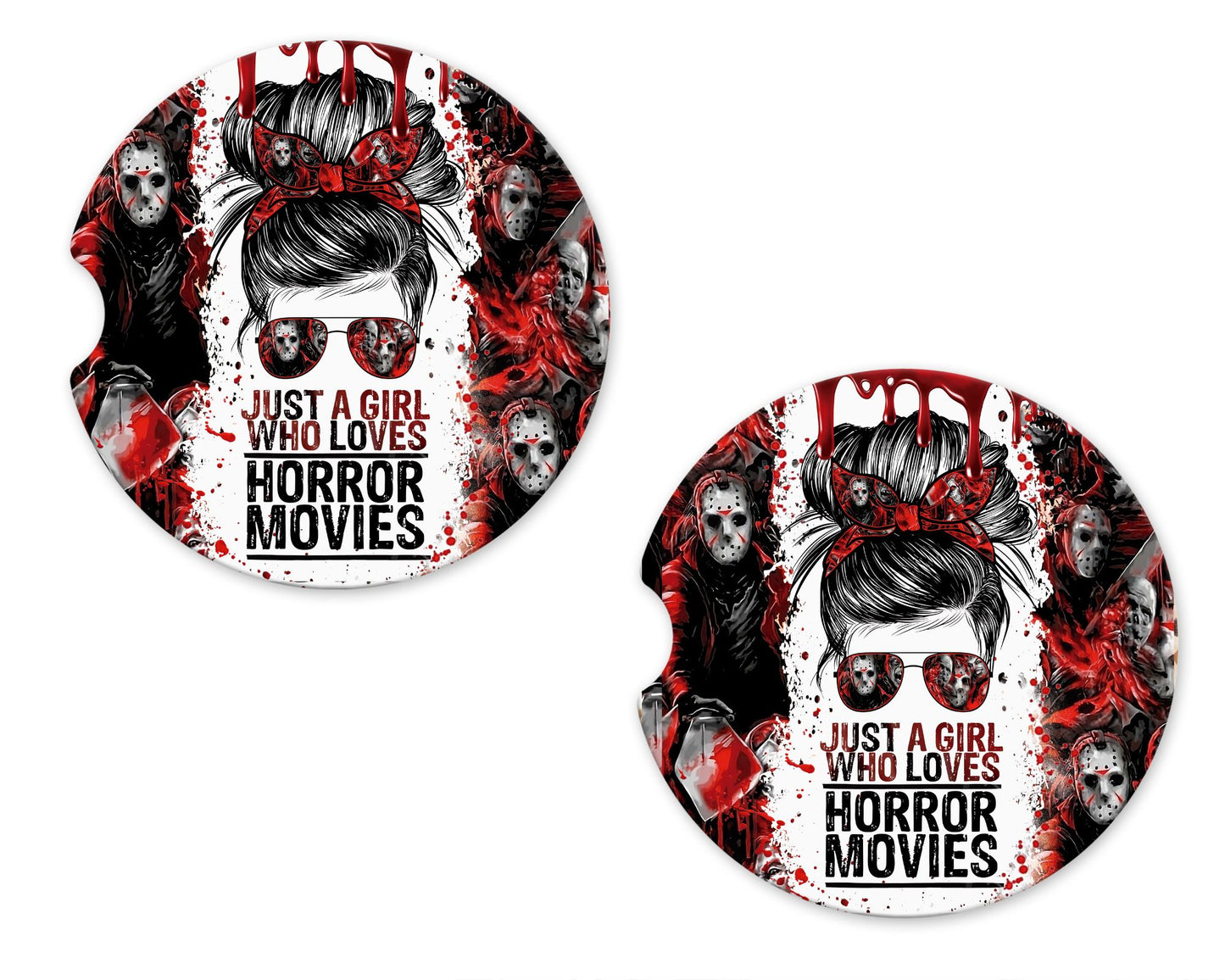 Just A Girl Who Loves Horror Movies Car Coasters