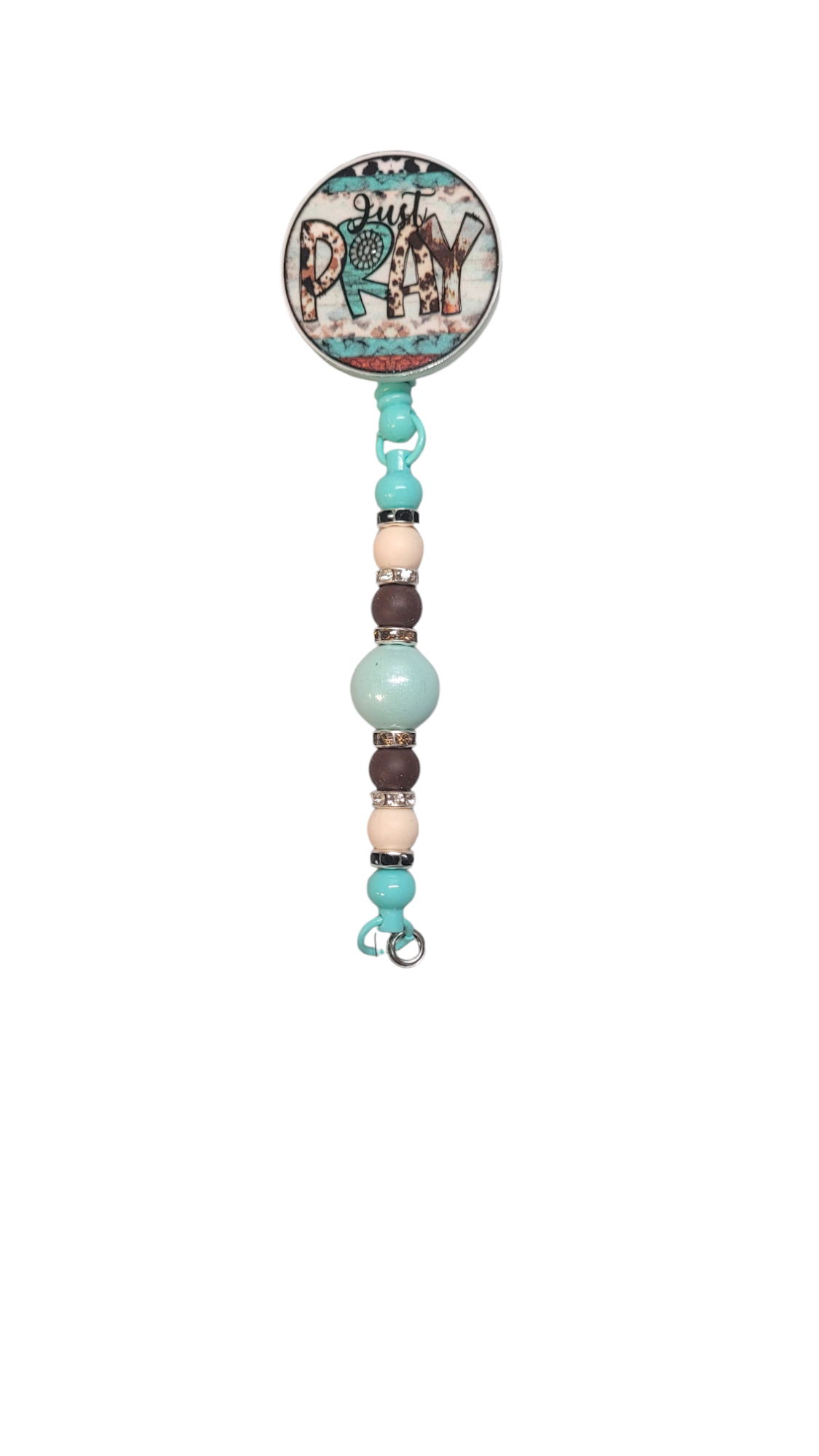 Bead and Crystal Just Pray Badge Reel