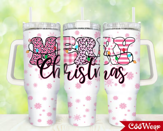 Merry Christmas Lights 40oz. Tumbler with Handle