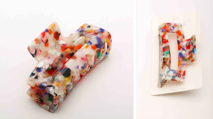 Large Multi Color Rectangle Claw Clip