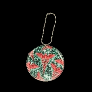 Pink Caduceus  & Mint Animal Print  Car Charm